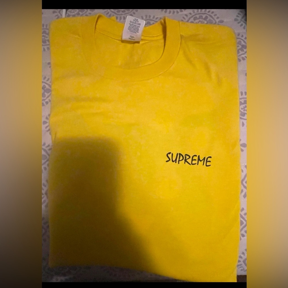 Supreme Pre-Shrunk 100% Cotton, Black Cat Tee Yellow In Size Medium - Picture 5 of 6